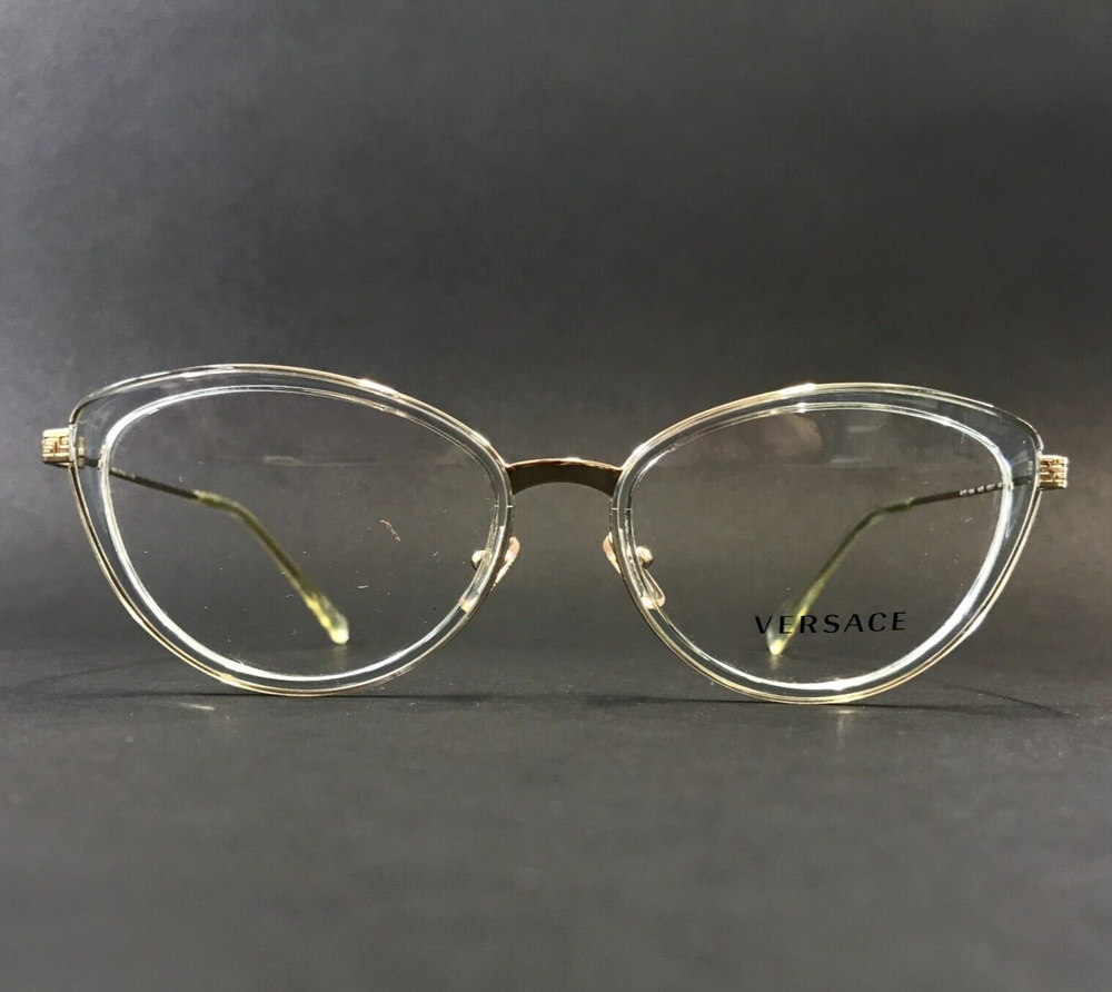Versace Eyeglasses Frames MOD.1244 1405 Transparent Blue Gold Cat Eye 53-17-140