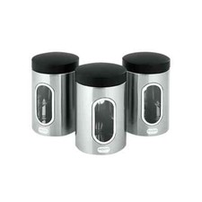 Image of Kitchen Canisters Set of 3 Silver Stainless Steel 508453