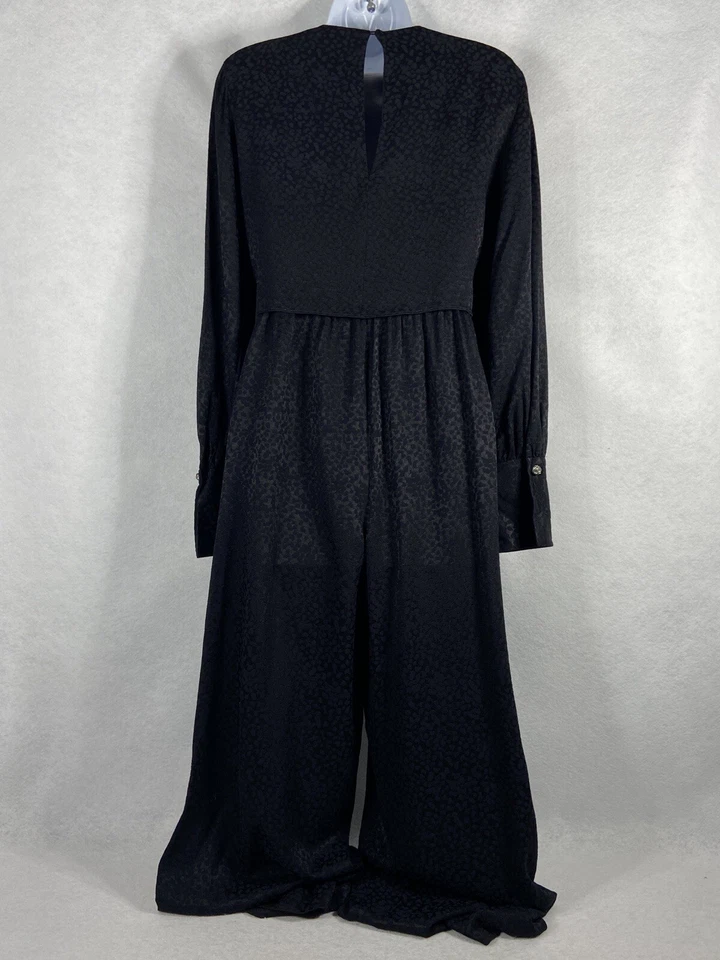 Mono Kate Spade Mujer 2 Negro Manga Larga Pierna Recta Brillante Estampado Leopardo Foto 4 de 4