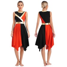 Womens Costume Worship Dress Stage Performance Gown Patchwork Dresses Soft Robe