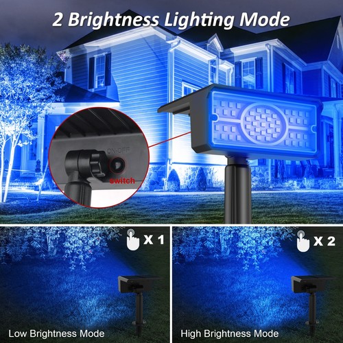 2er Set Blau LED Solarstrahler Solarleuchte Solarlampe Gartenstrahler Spot Light - Bild 27 von 30