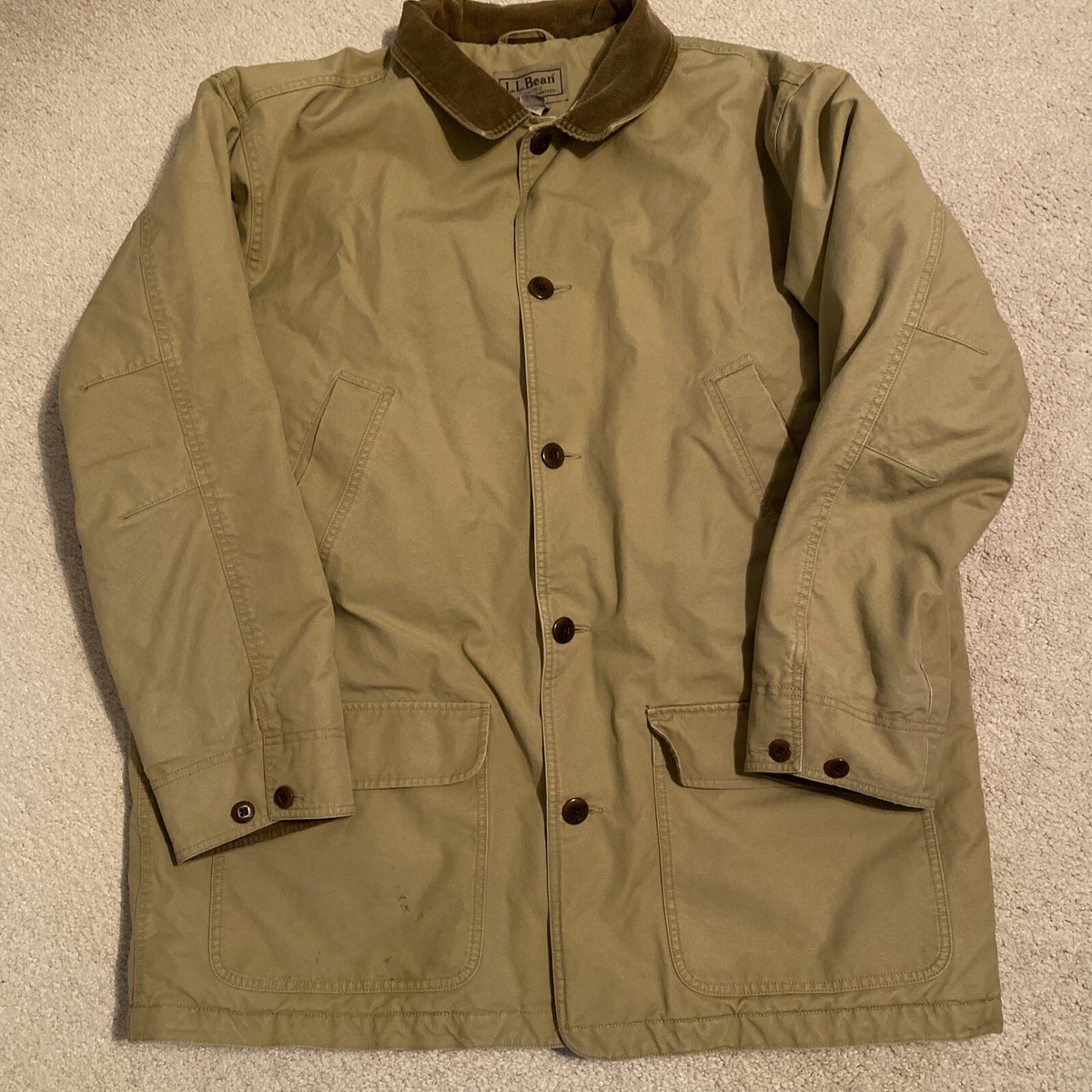 LL Bean Barn Field Jacket Xxl Tall Retro Coat Quilted Lined Tan