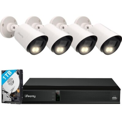 Lifoarey 1080P Security Camera System 8CH DVR with 4pcs 1080P
