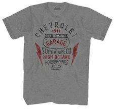 CHEVY PERFORMANCE GARAGE MENS GRAY SHORT SLEEVE TEE SHIRT CHEVROLET D7803