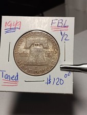 1949- FRANKLIN HALF DOLLAR -FBL TONED STUNNING EYE APPEAL F/695