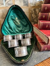 Coffret de 6 Rond de Serviette Métal Argenté Monogramme Nap Ring