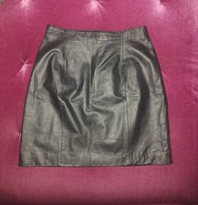 Vtg Wilson's Leather Skirt 90s Black Size 12 Moto Rock Zipper Lined