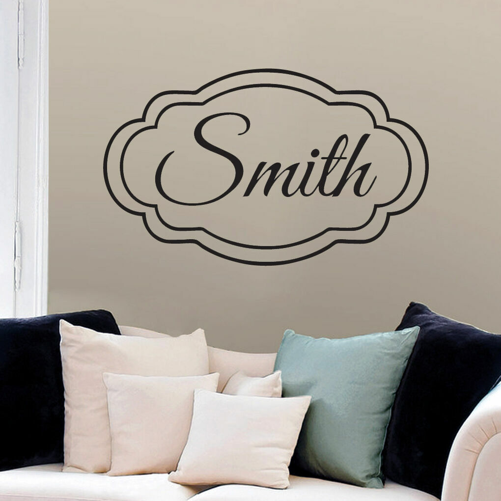Custom Name With Double Frame Wall Decal - Personalized, Family, Name, Home