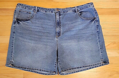 NEW Terra & Sky Women Plus 4X Elastic Back Denim Shorts Stretch Medium Wash 48x7
