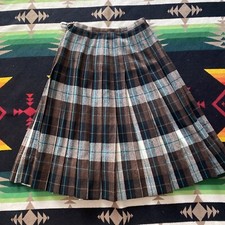 Vintage CENTURY of Boston Plaid Wool Pleated Reversible Midi Skirt Size 0 XS