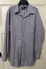 POLO Ralph Lauren Long Sleeve Blue Striped Men  s Sz 16 1/2 32/33 Classic Fit