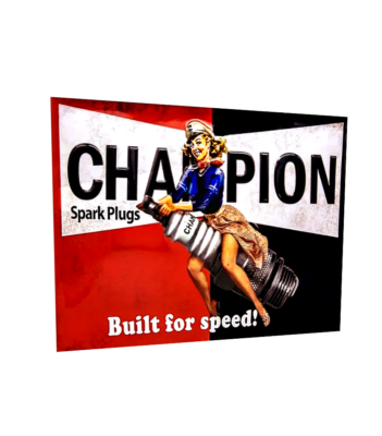 #ad Champion Spark Plug Decal Sticker Garage Sign Vintage Replicas 70#x27;s Racing Black $9.97