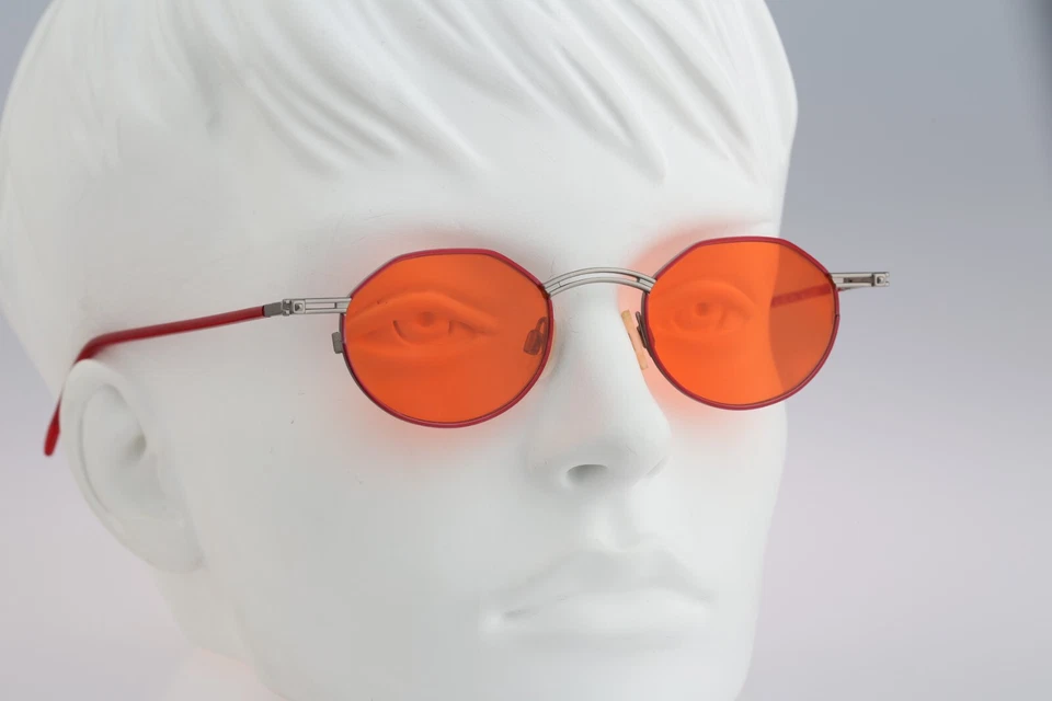 Robert Rudger 1430 163 92, Gafas de sol redondas naranjas únicas vintage años 90 NOS Foto 2 de 4