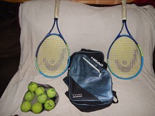 Head Nano Titanium Set of 2 TI Conquest Tennis Racquets Grip 4 1/4-Bag Ball Lot