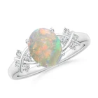 925 Silver Opal Stone Prong Solitaire with Accents October Birth New Ring Size 7