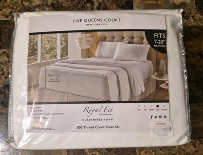Five Queens Court Royal Fit  4 Piece White King Size Sheet Set 