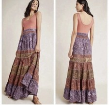 Anthropologie Colima Maxi Dress - SZ S - Tiered Snake Print Bloggers Love