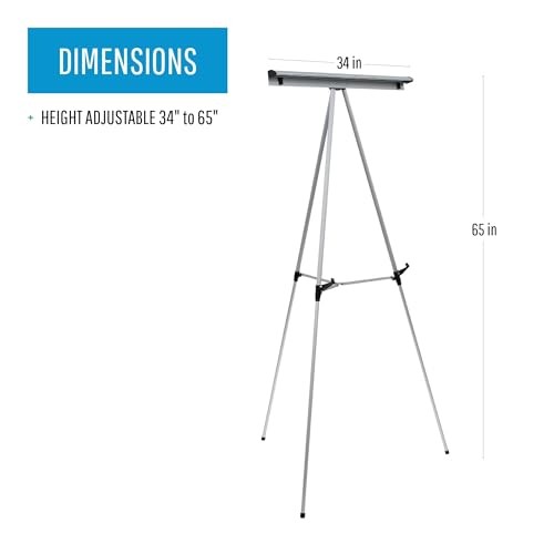 MasterVision 3-Leg Lightweight Telescoping Display Easel, FLX09102MV - Silver