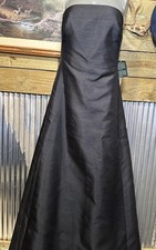 NEW Ralph Lauren Silk Evening Dress Peekaboo Strapless Black size 10