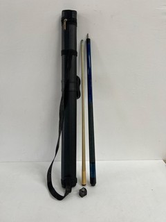 Vintage McDermott Multi Blue & Black Billiard Pool Cue in Case 58.625"