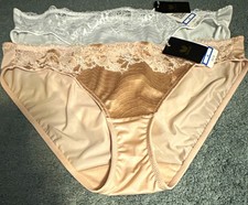 Wacoal Women  s Bikini Panties XL White Beige Solid Lace Stretch 2 Pack 846281