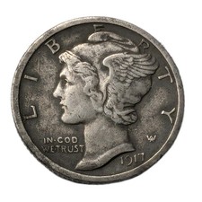 US Dime 90% Silver  Mercury Dime 1917 Nice Condition Philadelphia MInt