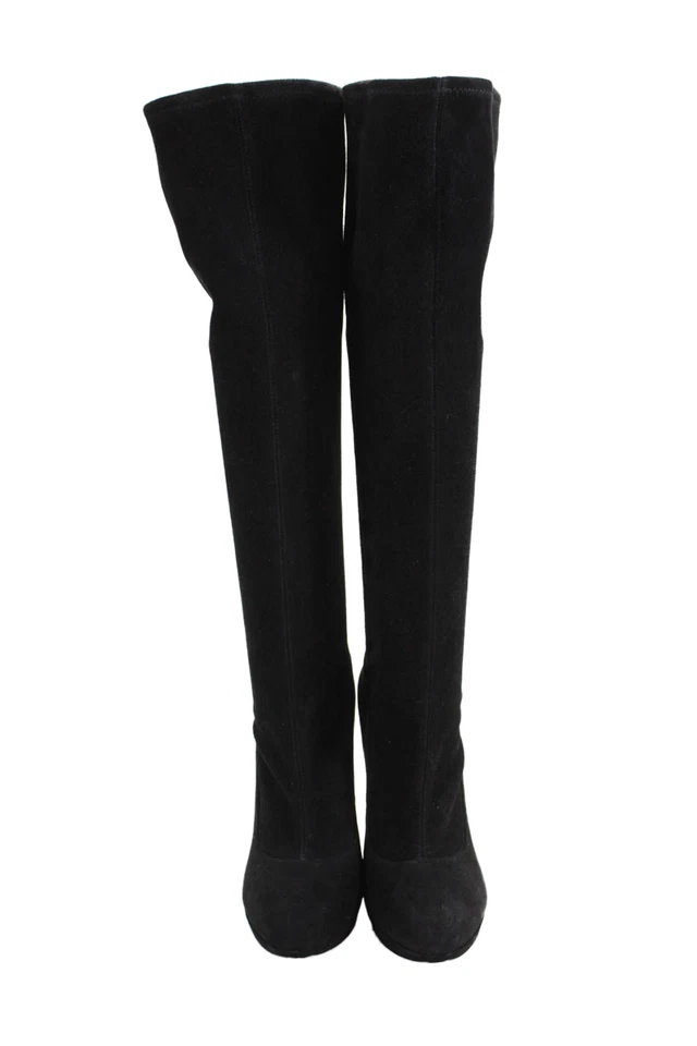 B Brian Atwood Womens Suede Back Zipper Knee High Boots Jet Black Size 7.5 - Image 2 of 4