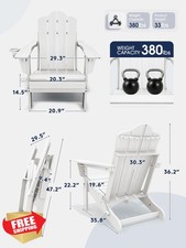 KINGYES Folding Adirondack Chair Adjustable Weather Resistant White