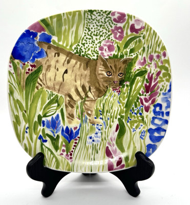 Minou-ettes Cat Plate Collection Kitty Coeur Tabby Garden Quadro Zrike Pradalie