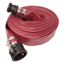 Gloxco 2" x 100' Red Heavy Duty Lay Flat PVC Discharge Hose Assembly with Pol...