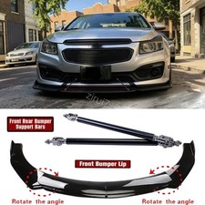 For Chevrolet Cruze Glossy Black Front Bumper Lip Spoiler Splitter Strut Rods For Chevrolet Cruze Glossy Black Front Bumper Lip Spoiler Splitter Strut Rods
