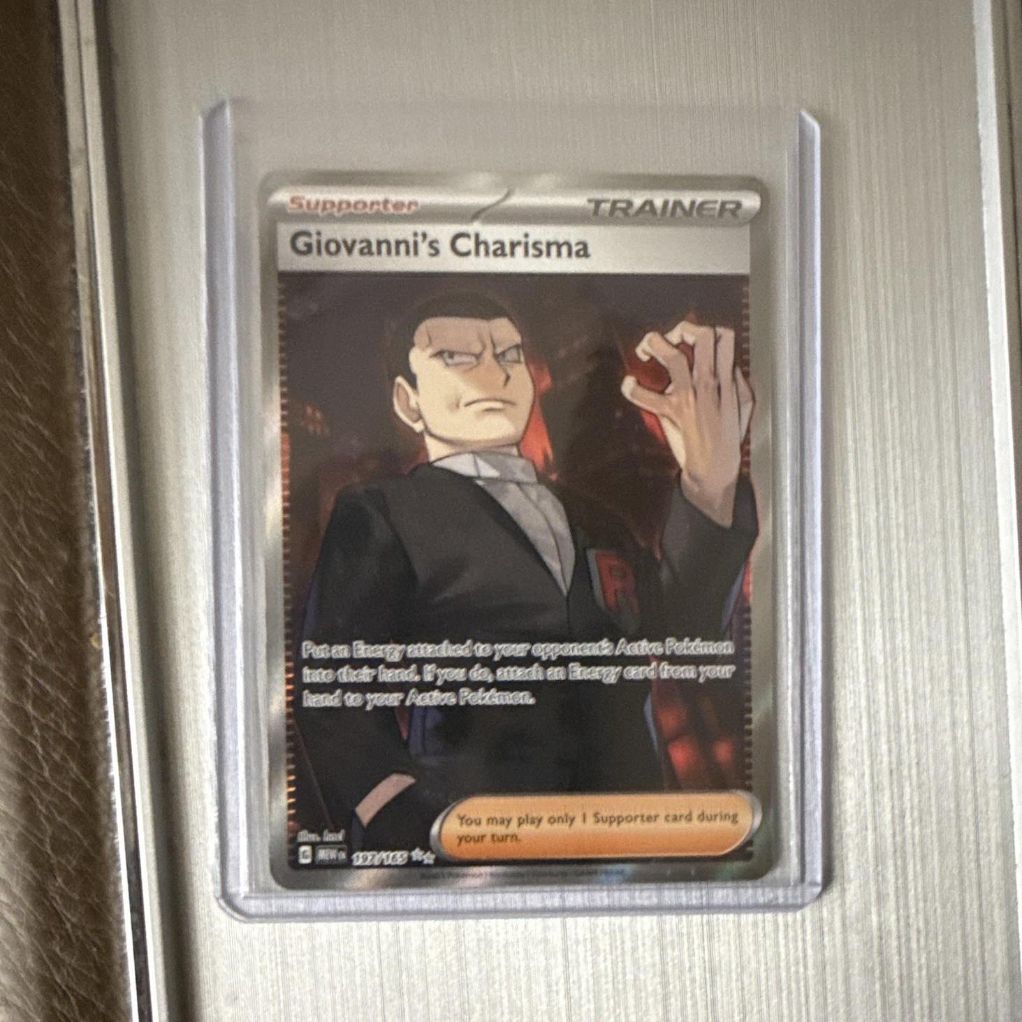 Pokemon TCG Giovanni's Charisma 197/165 SV 151 Trainer UR Full Art Holo ENG