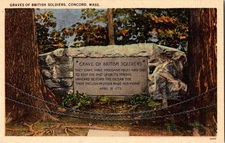 Graves of British Soldiers Concord Massachusetts Vintage Tichnor Postcard