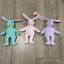 Lot Of 3 Ty Vintage Beanie Babies Hippity Hoppity Floppity Bunnies