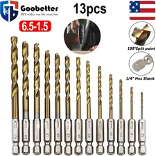 13pcs Hex Shank Drill Bit Set HSS Titanium Hex Drill Bits for Wood Metal Plastic