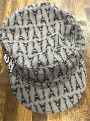 Vintage 2000 s Gray Guitar Pattern Get Your Rock On Embroidered News Boy Cap