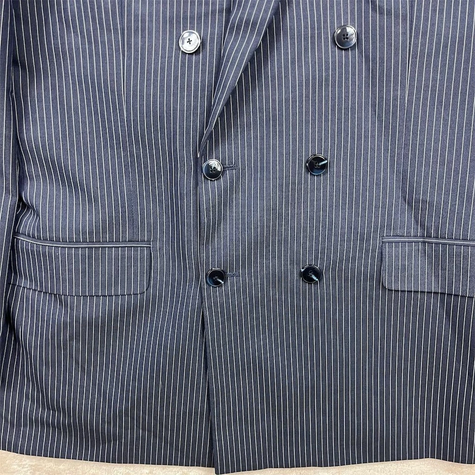 Blazer Sean John Para Hombre Doble Pecho Azul Talla 44L Rayas Formal Foto 2 de 4