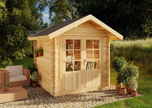 Gartenhaus Palma aus Holz Natur 261x261cm - Bild 6 von 9