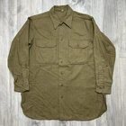 WW2 US Army Officer OD Wool Military Gas Flap Shirt Vintage 40s 1942 Original