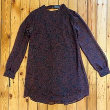 ASTR Burgundy and Blue Sheer Floral Dress