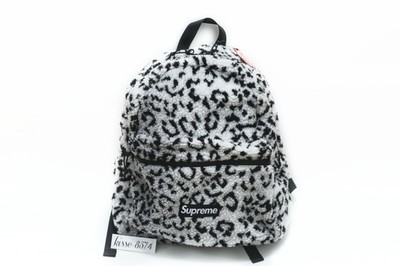 Supreme FW17 White Leopard Fleece Backpack Rare | eBay UK