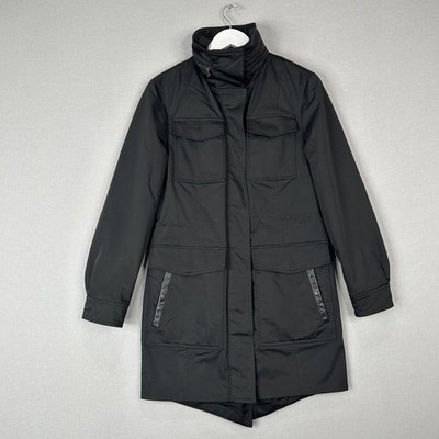 Mackage Jacket Womens XS Black Taryn-N Utility Leather Trim Parka Long Coat