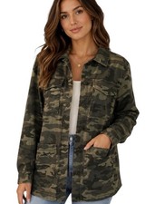 Sanctuary Women's M Camouflage Button Up Casual Utility Jacket/Shacket Pockets