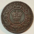 1864 Nova Scotia One Cent — photo from another recent sale