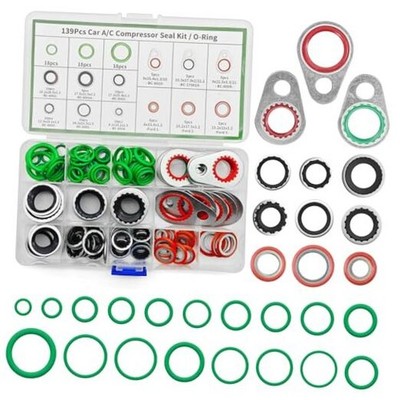139PCS AC O Ring Kit, O Ring Assortment Kit, Automotive Replacement Air