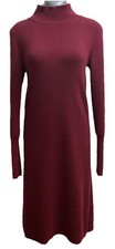 Ann Taylor Sweater Dress Womens Size Small Wine Mid-Calf Long Sleeve 24% Wool
