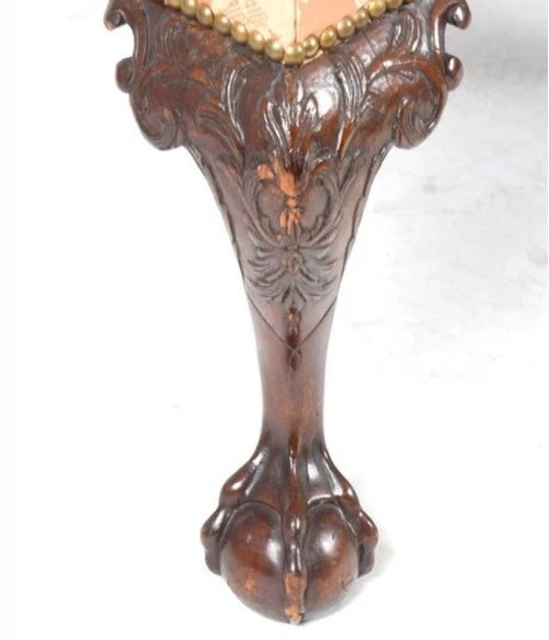 古董 Camelback Chippendale 风格沙发带雕刻桃花心木球和爪脚 — 第 4/4 张图片