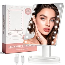 KOOKIN Lighted Vanity Makeup Mirror 16 LED Lights 180  Rotation Touch Screen Bri