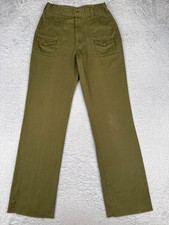 VINTAGE Boy Scouts Pants Youth 16 Green Cargo Uniform Twill Cotton Unhem 27x28