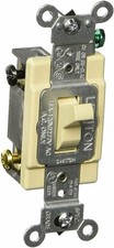 Leviton S01-CS415-2IS Grounded Toggle Switch, 120/277 Vac, 15 A, 2 P, Ivory